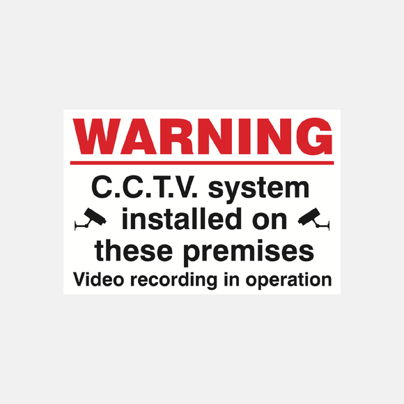 Warning CCTV Installed On These Premises. Video Recording In Operation Sign - 23287461871799