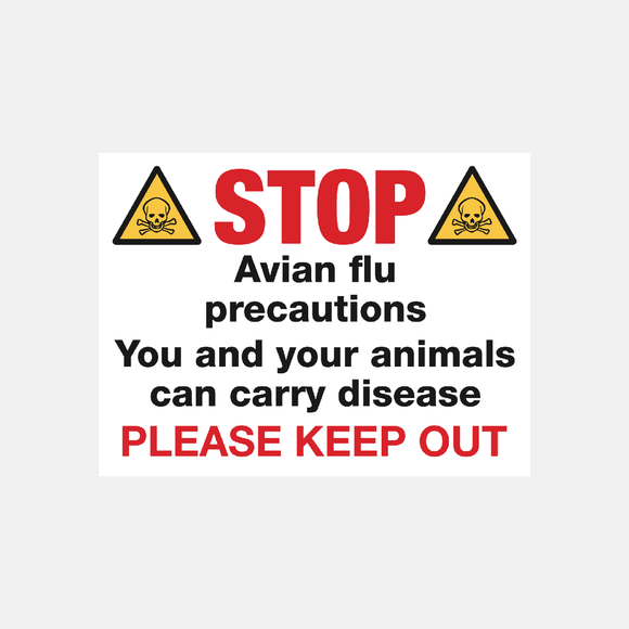 Stop Avian Flu Precautions Sign Raymac Signs