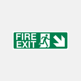 Fire Exit Down Right Sign - 23288075550903