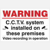 Warning CCTV Installed On These Premises. Video Recording In Operation Sign - 23287461937335