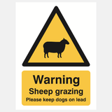 Warning Sheep Grazing Please Keep Dogs On Lead Sign - 23287901716663