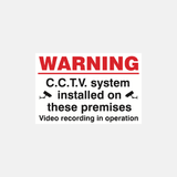 Warning CCTV Installed On These Premises. Video Recording In Operation Sign - 23287462002871