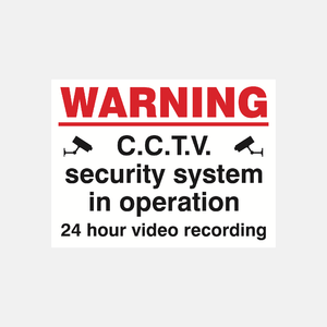 Warning CCTV Security System In Operation 24 Hour Video Recording Sign - 23287813603511