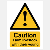 Caution farm livestock with their young sign - 23287921115319