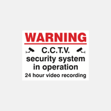 Warning CCTV Security System In Operation 24 Hour Video Recording Sign - 23287813734583